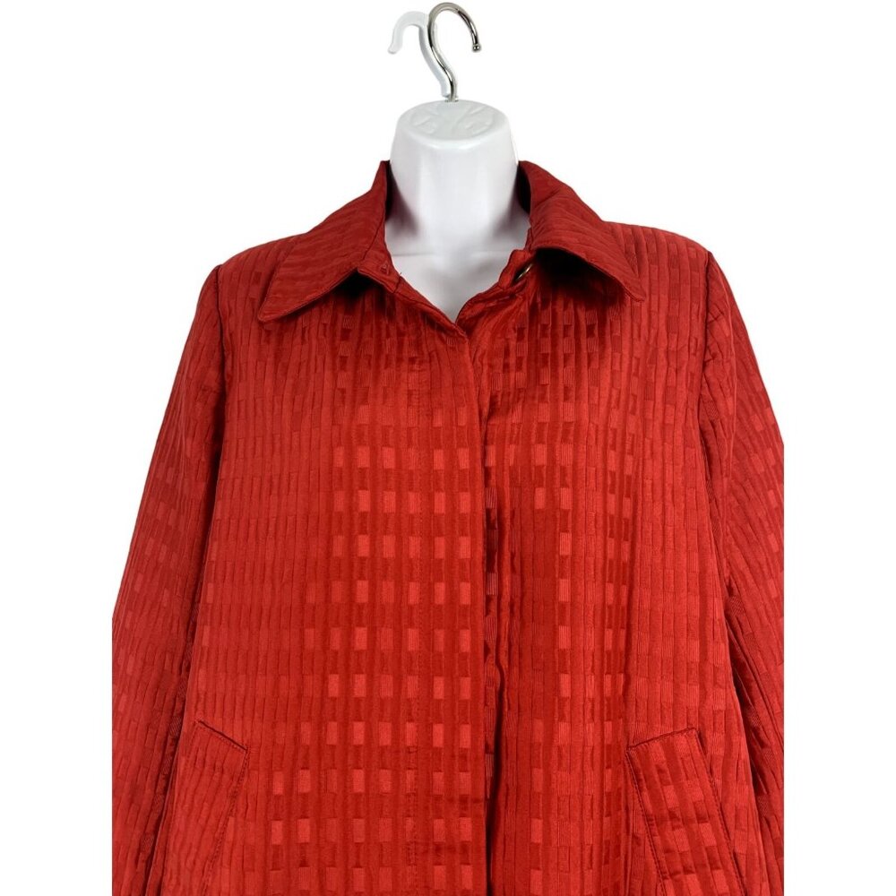 George Simonton Womens Red Textured Jacket Collared Front Pockets Medium - Picture 2 of 13